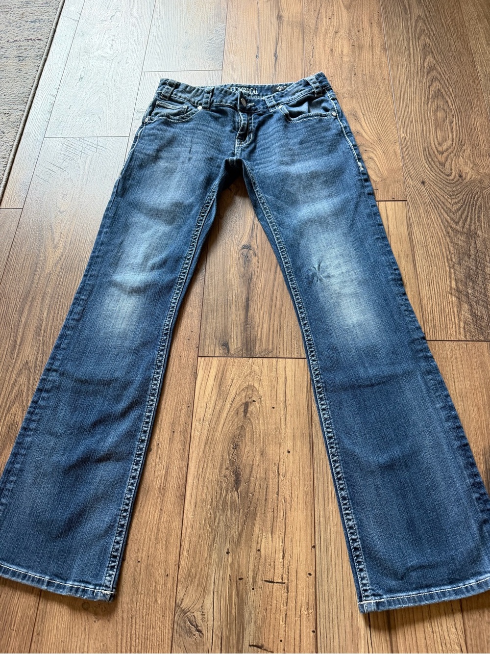Rock & Roll Cowgirl Original Low Rise Bootcut Jeans 29x34 Medium Wash